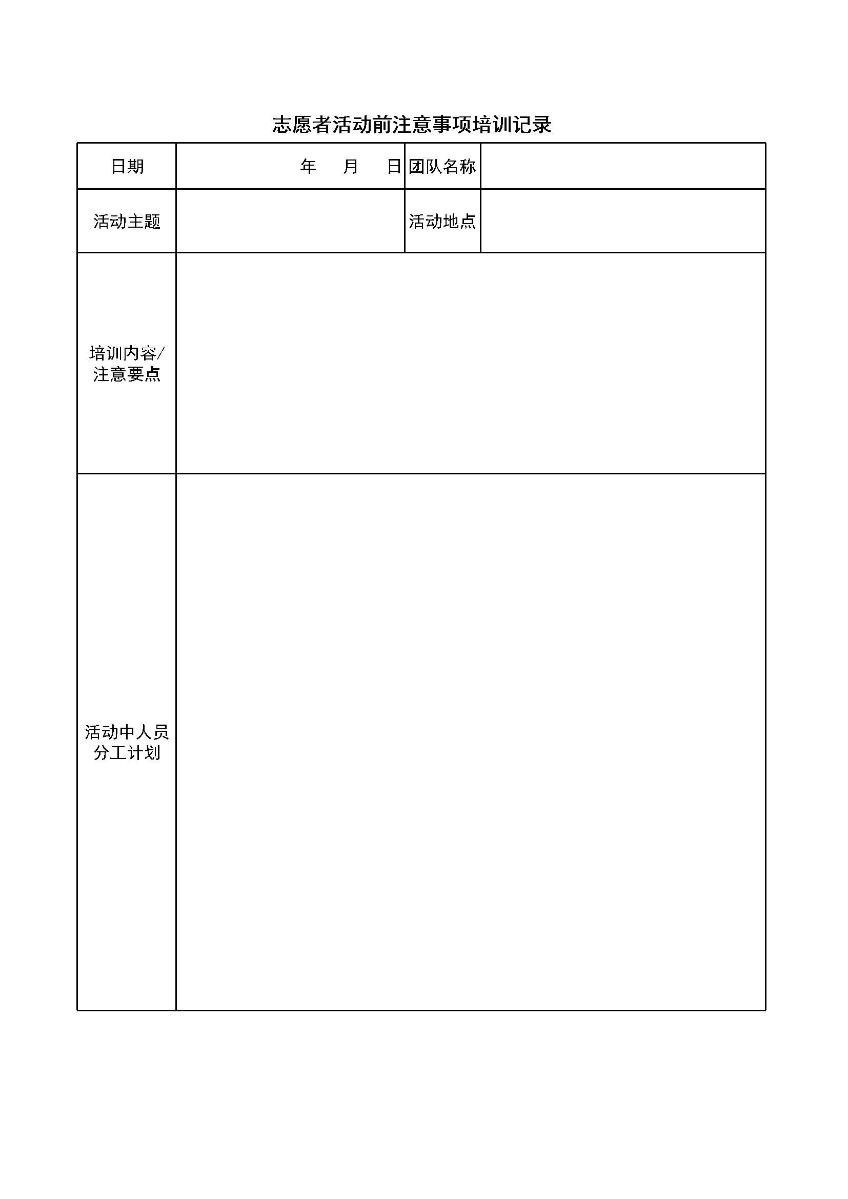 3.2.8.2志愿者活动前培训记录表