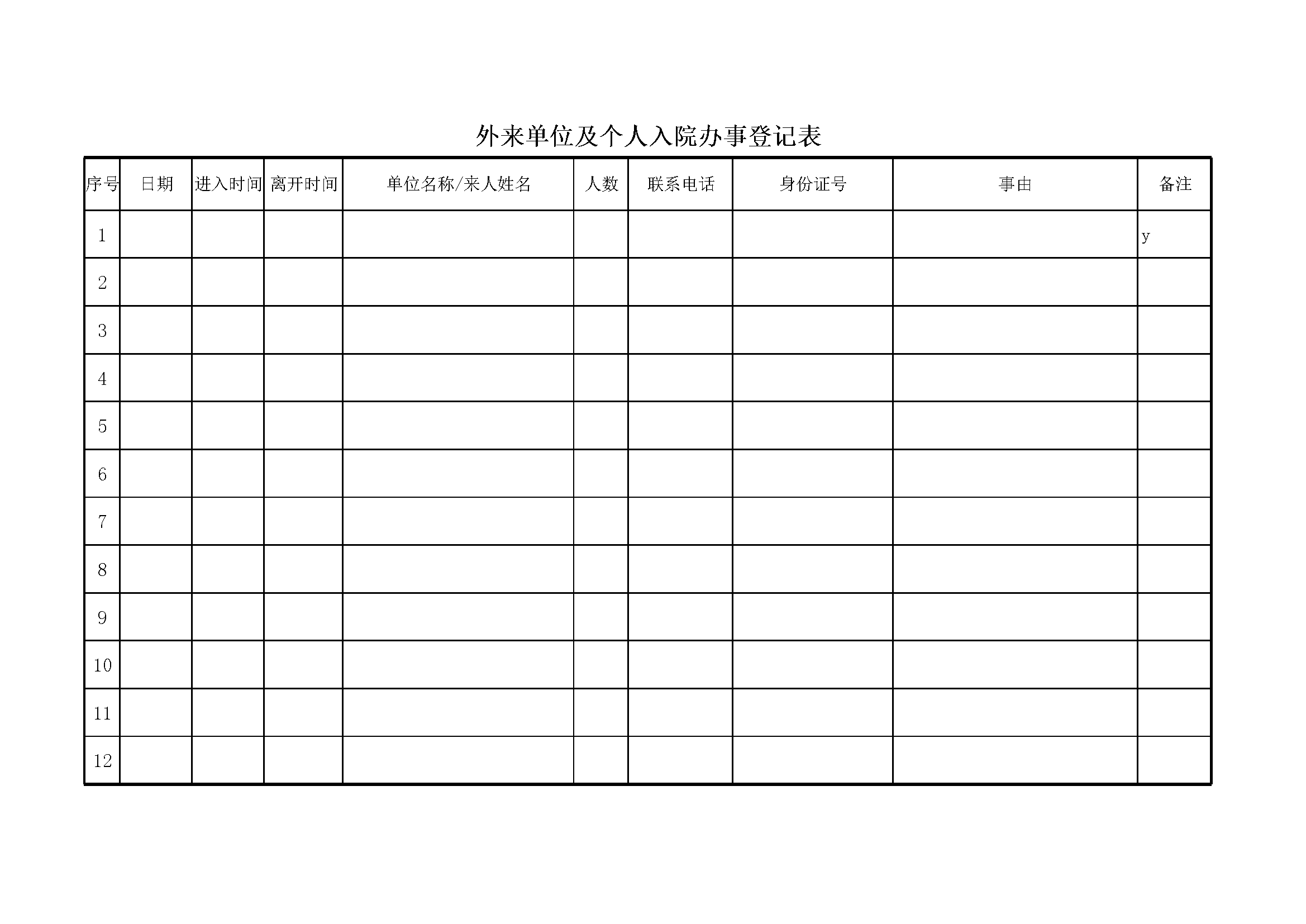 3.3.2.5外来单位接待登记