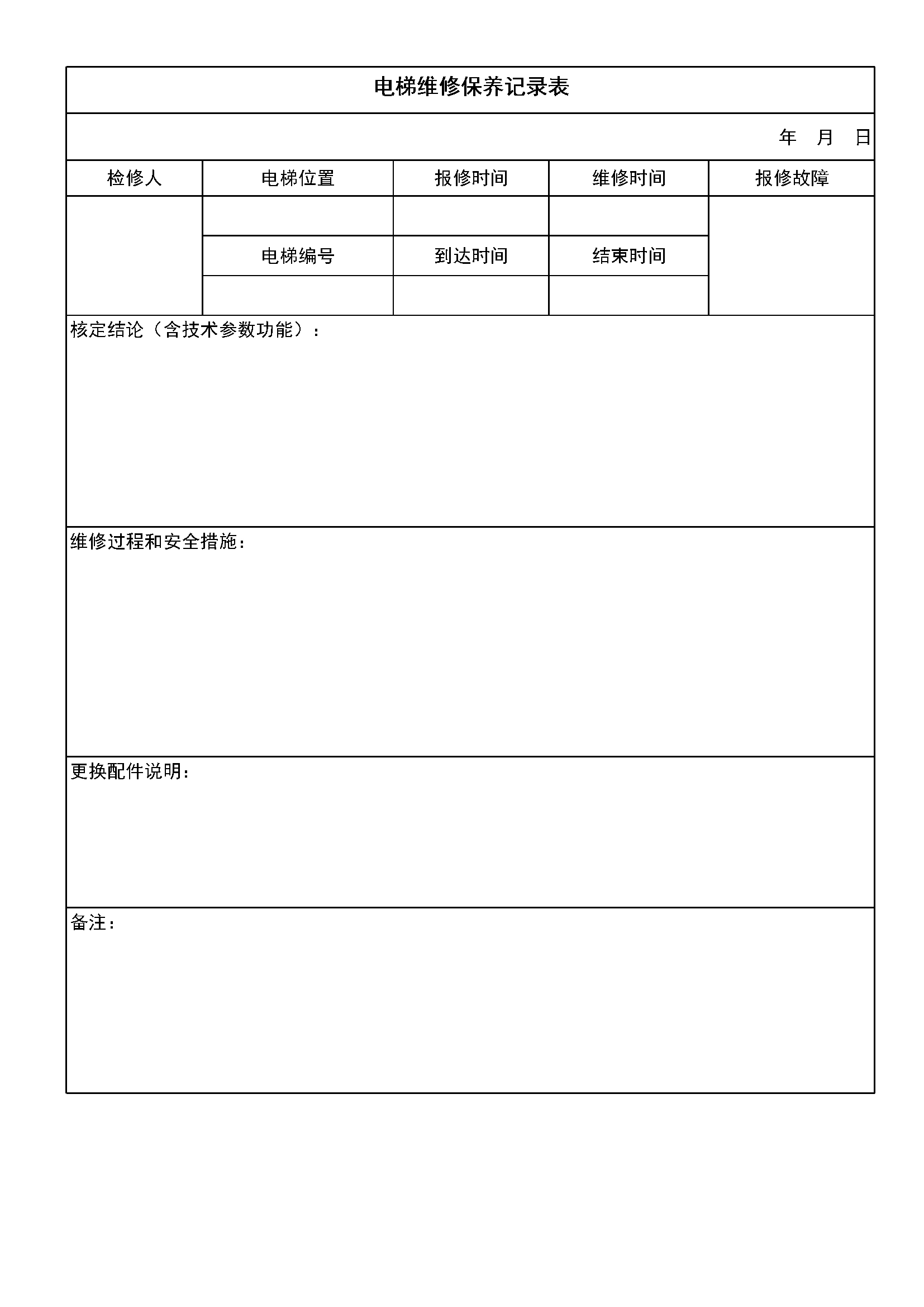 3.5.6.2电梯检修保养记录