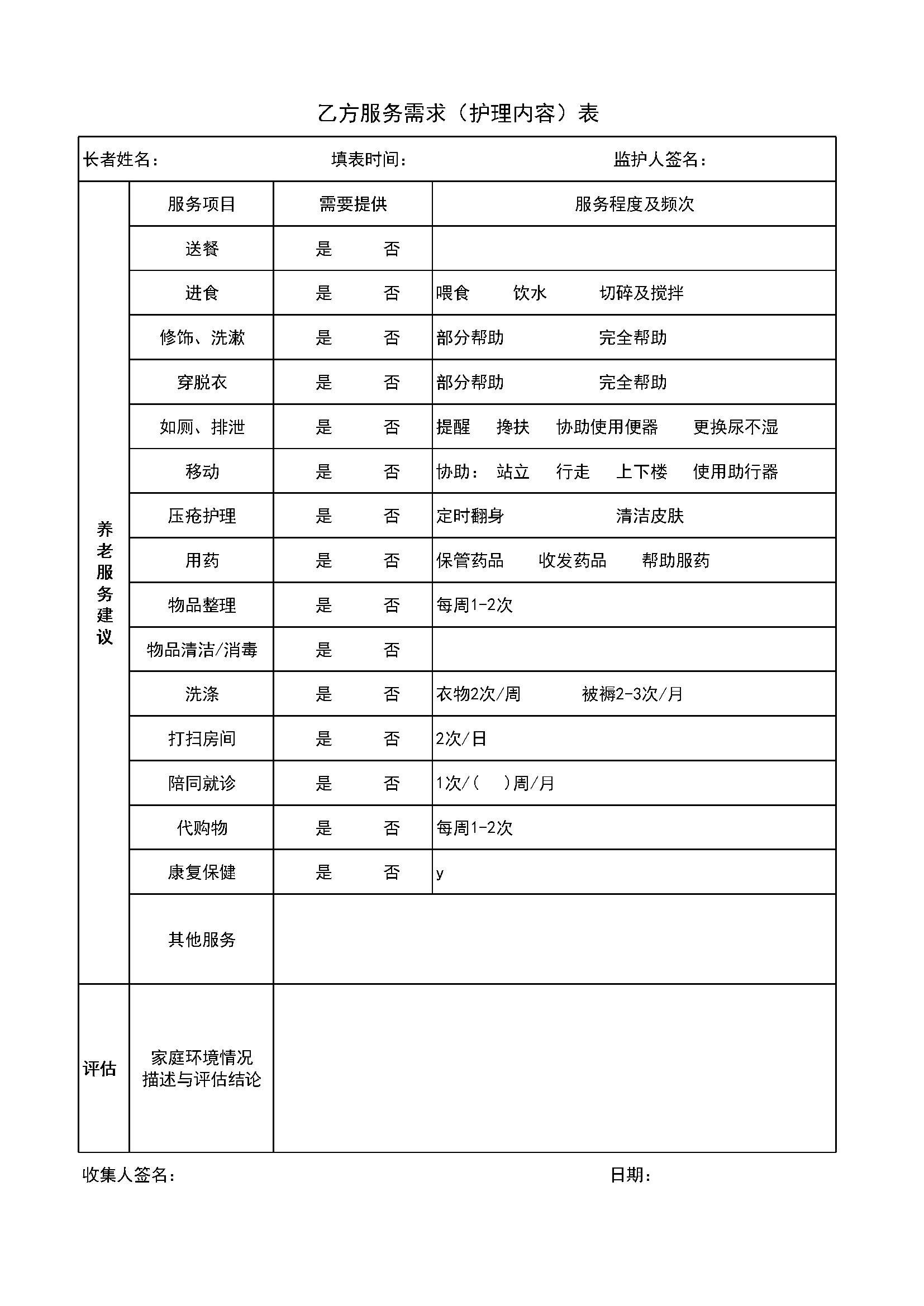 4.13.3.4服务需求收集表
