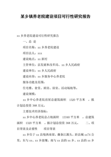 某乡镇养老院建设项目可行性研究报告