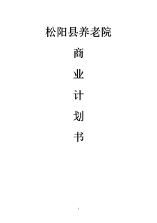 松阳县养老院商业计划书