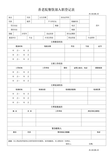 养老院餐饮部入职登记表