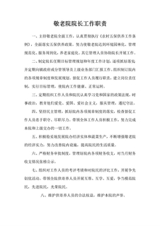 养老院敬老院院长工作职责